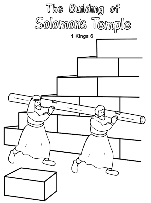 Solomon builds the temple coloring page