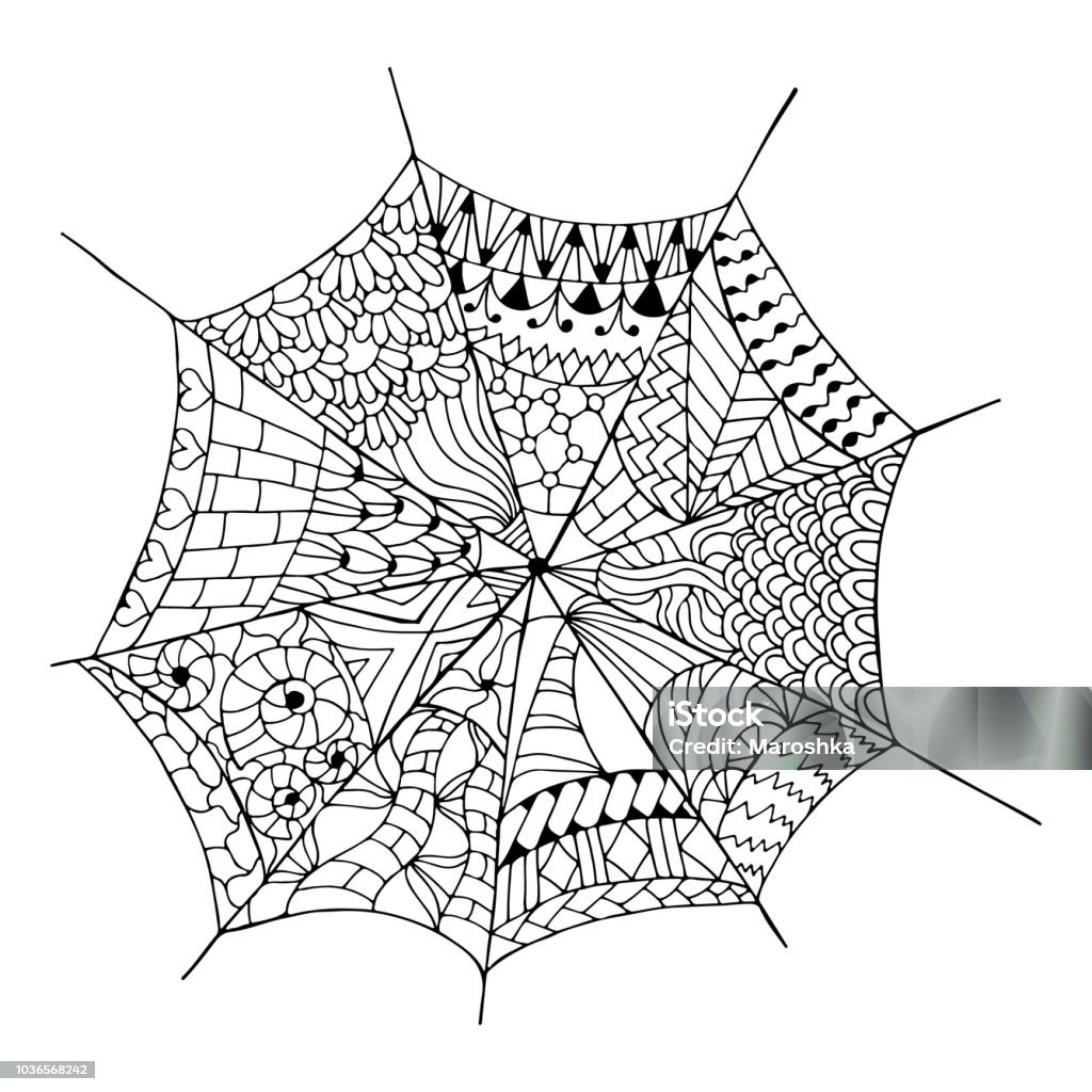 Hand drawn spider web stock illustration