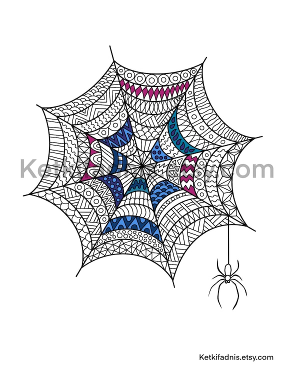 Spiderweb colouring page halloween coloring page pdf digital download