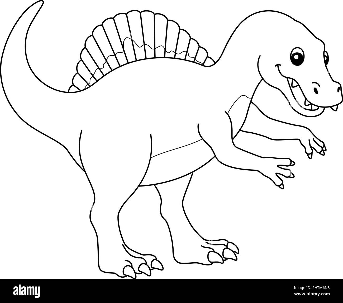 Spinosaurus coloring isolated page for kids stock vector image art