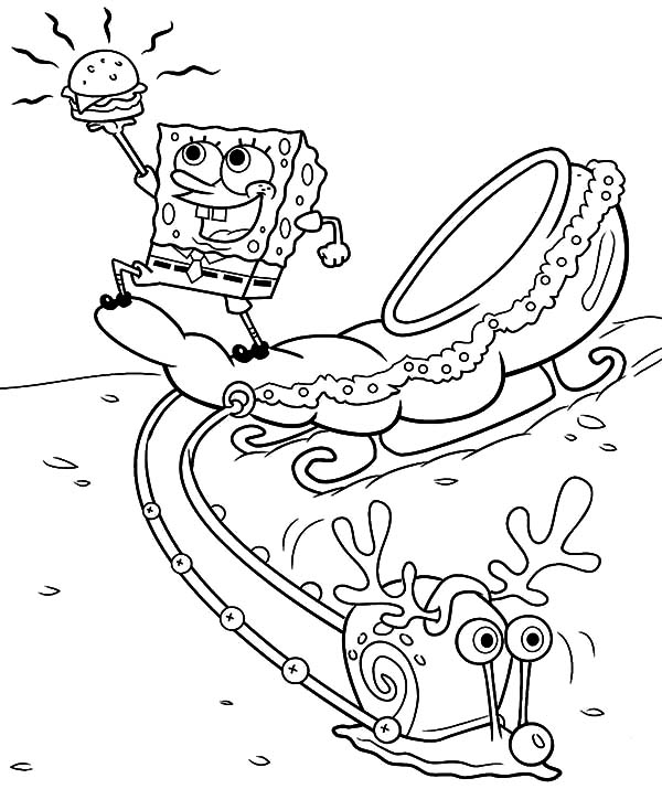 Christmas spongebob and gary the snail coloring pages color luna