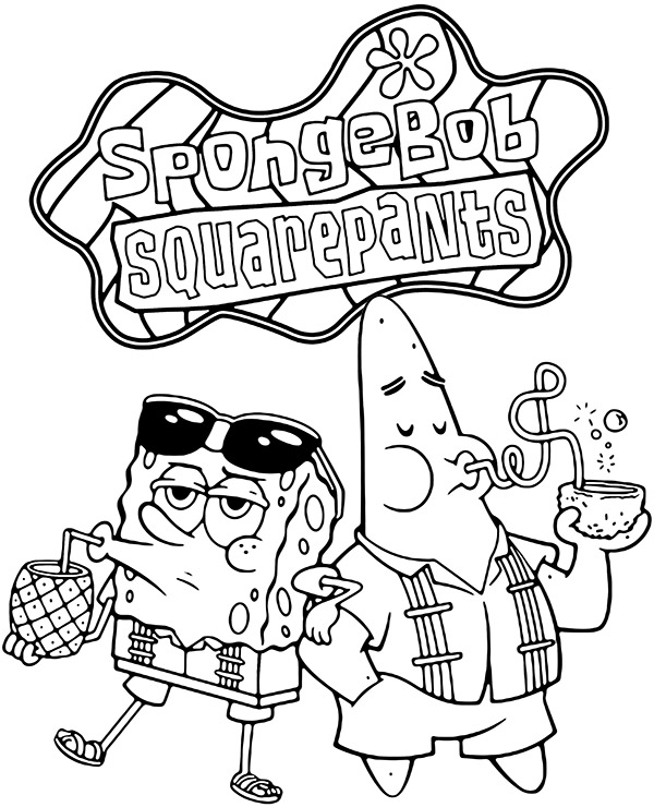 Spongebob coloring page with drinks by topcoloringpages on