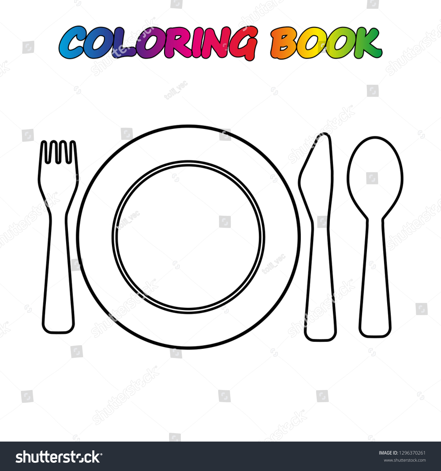 Coloring book fork spoon knife coloring stock vector royalty free