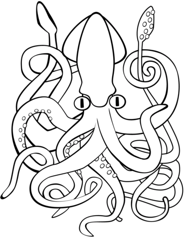 Squid coloring page free printable coloring pages