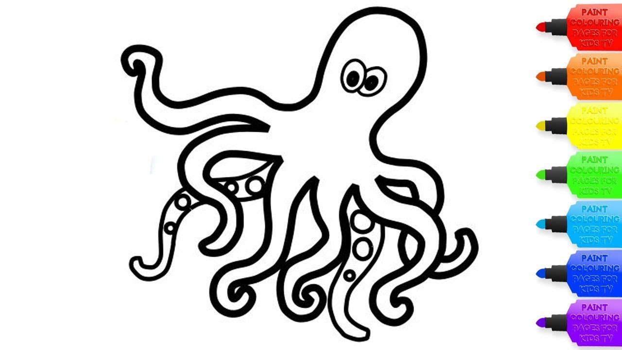 How to draw a squid for kids â squid coloring page for kids