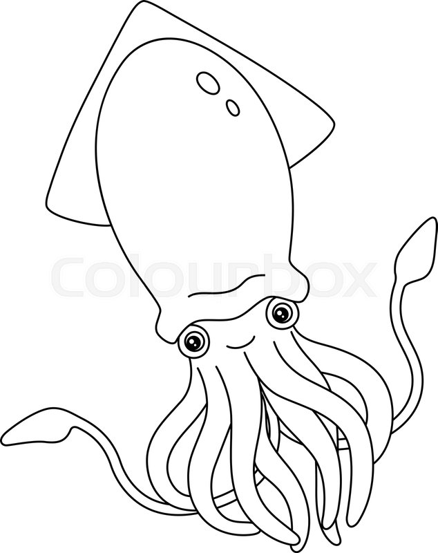 Giant squid coloring page isolated for kids stock vector