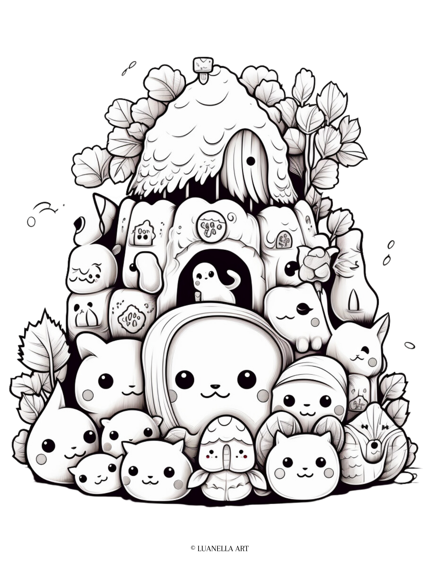 Squishmallow group coloring page instant digital download â luanella art