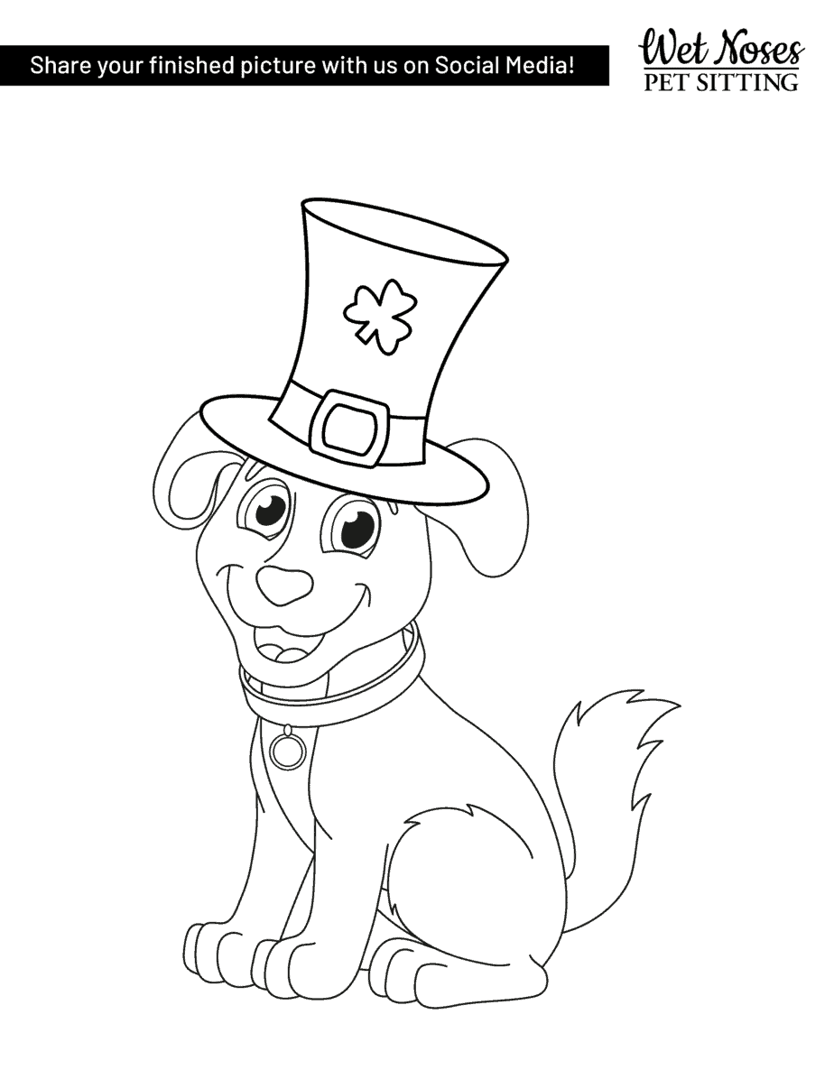 Saint patricks day dog and cat coloring sheets