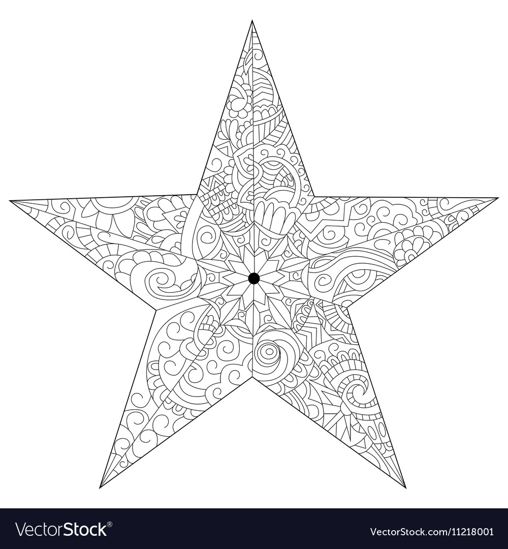 Star coloring for adults royalty free vector image