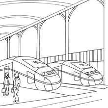 Train station scene coloring pages