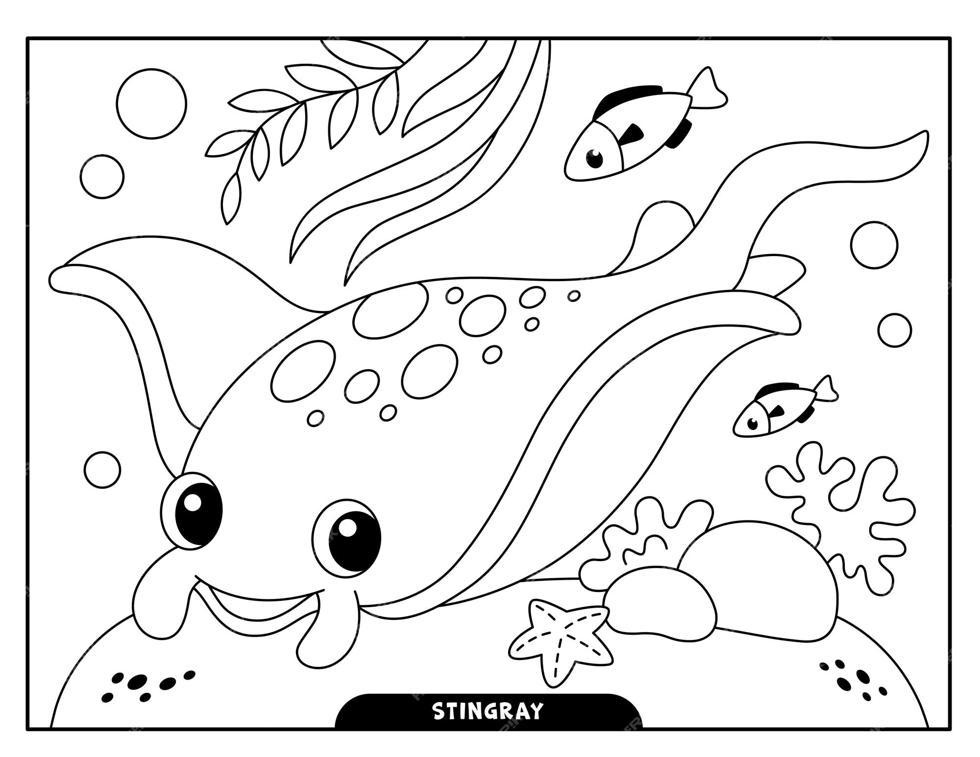 Premium vector stingray coloring pages for kids