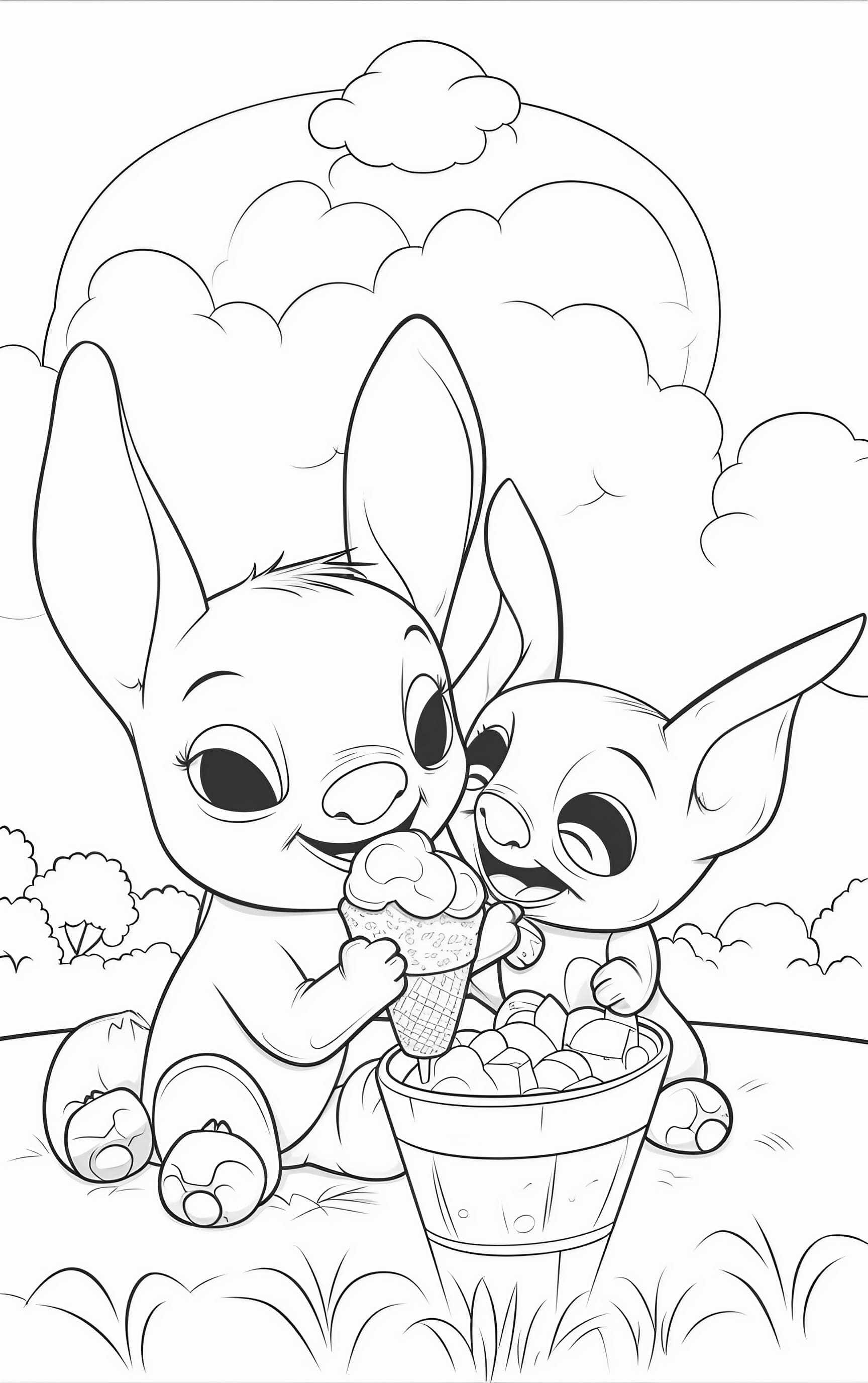 Stitch coloring pages for free and printable