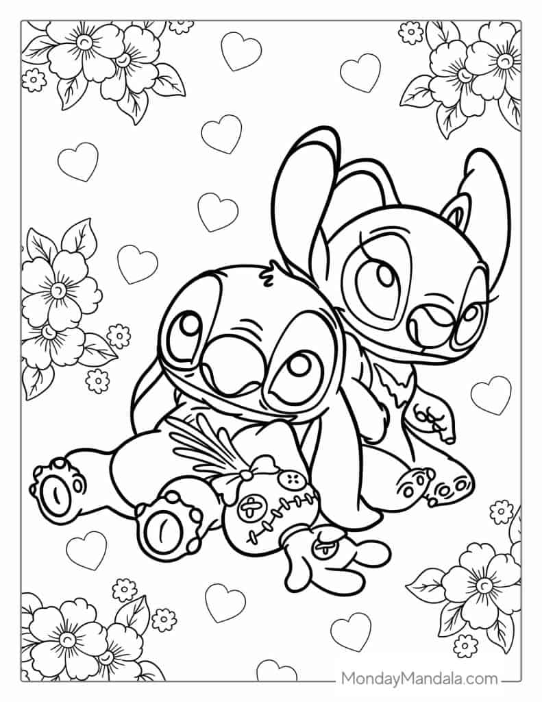 Lilo stitch coloring pages free pdf printables