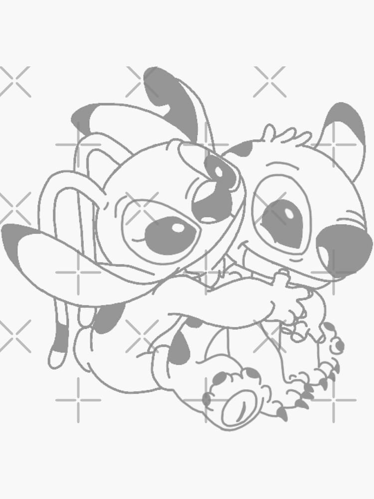 Stitch and angel sticker for sale by islobella