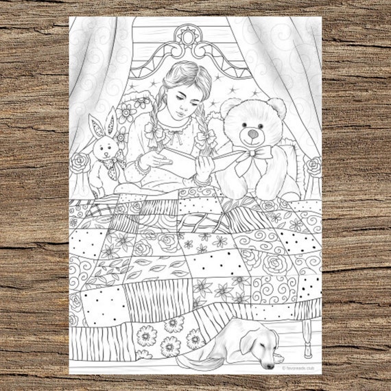 Bedtime story printable adult coloring page from favoreads coloring book pages for adults and kids coloring sheets colouring designs