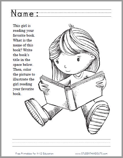 Girl reading your favorite story coloring page worksheet girl reading favorite books coloring pages