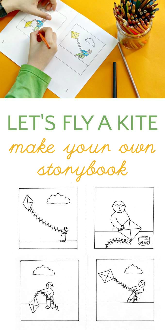 Make your own kite storybook coloring page