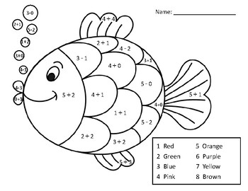 Subtraction coloring worksheets tpt