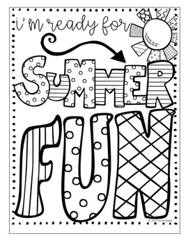 Summer vacation word search and coloring page sub plan use tpt