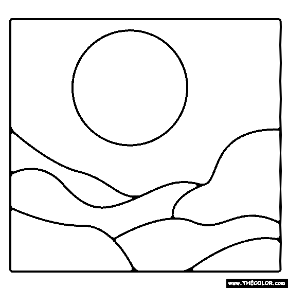 Boho sunset coloring page