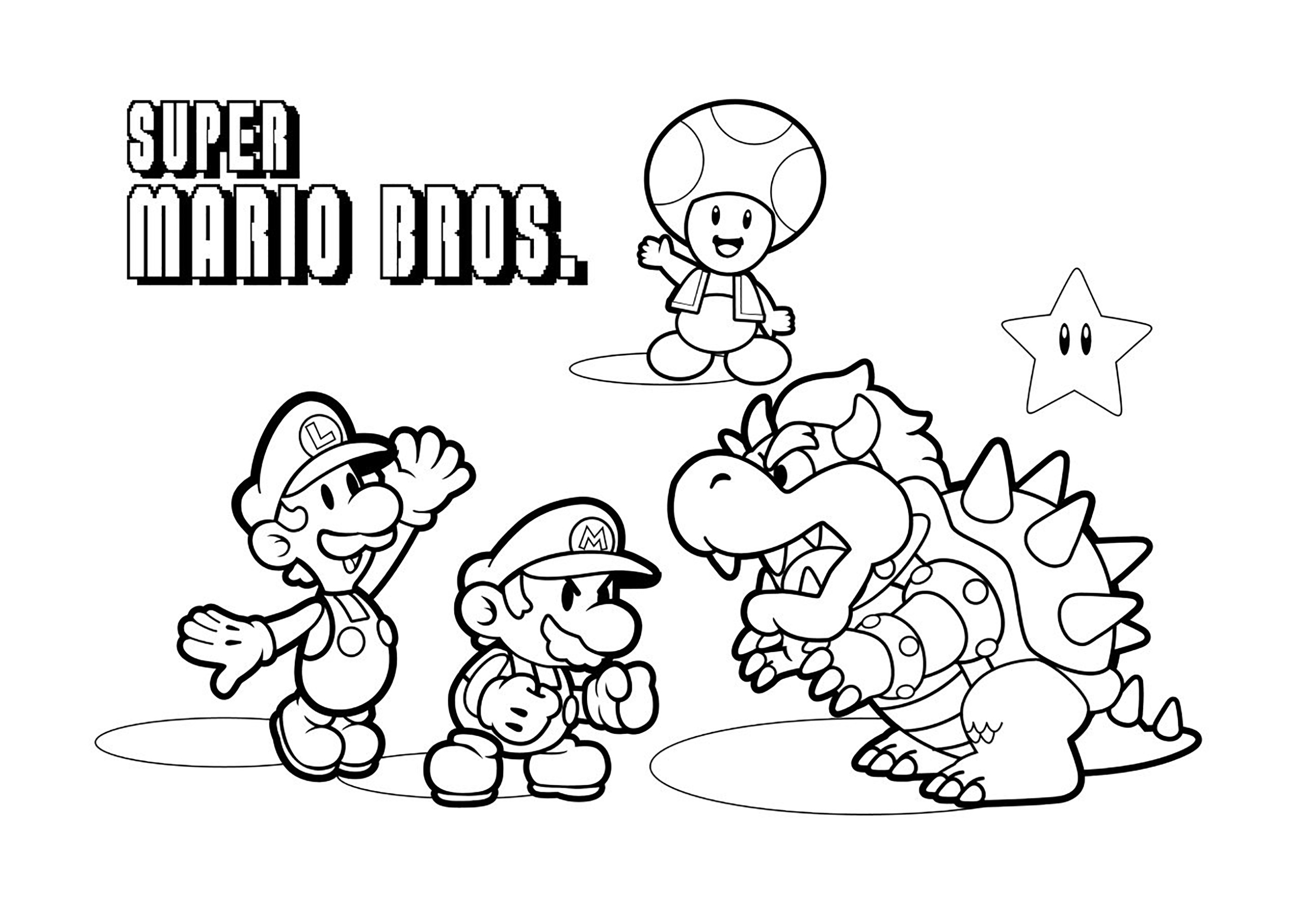 Mario bros free to color for kids