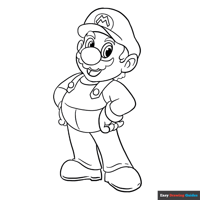 Super mario coloring page easy drawing guides