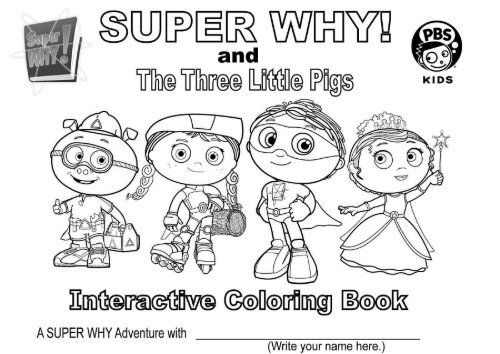 Super why and the three little pigs interactive coloring book