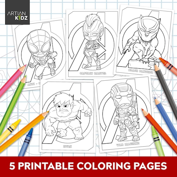 Chibi superhero coloring pages downloadable coloring pages printable coloring pages for kids digital coloring book instant download