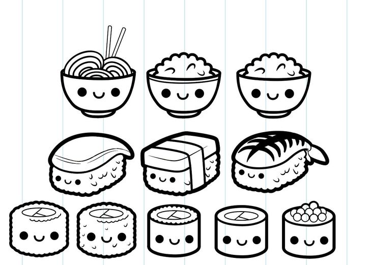 Sushi svg clipart cut file printable stickers crafting material kawaii food bundle icons cameo embroidery cute