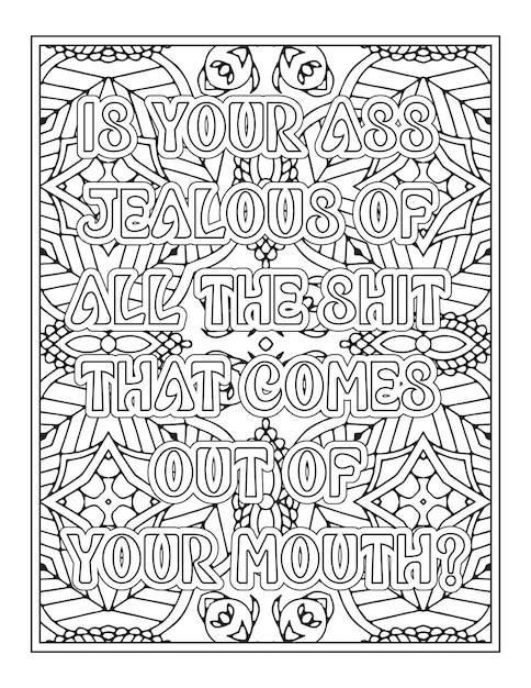 Premium vector swear word quotes coloring pages for coloring book