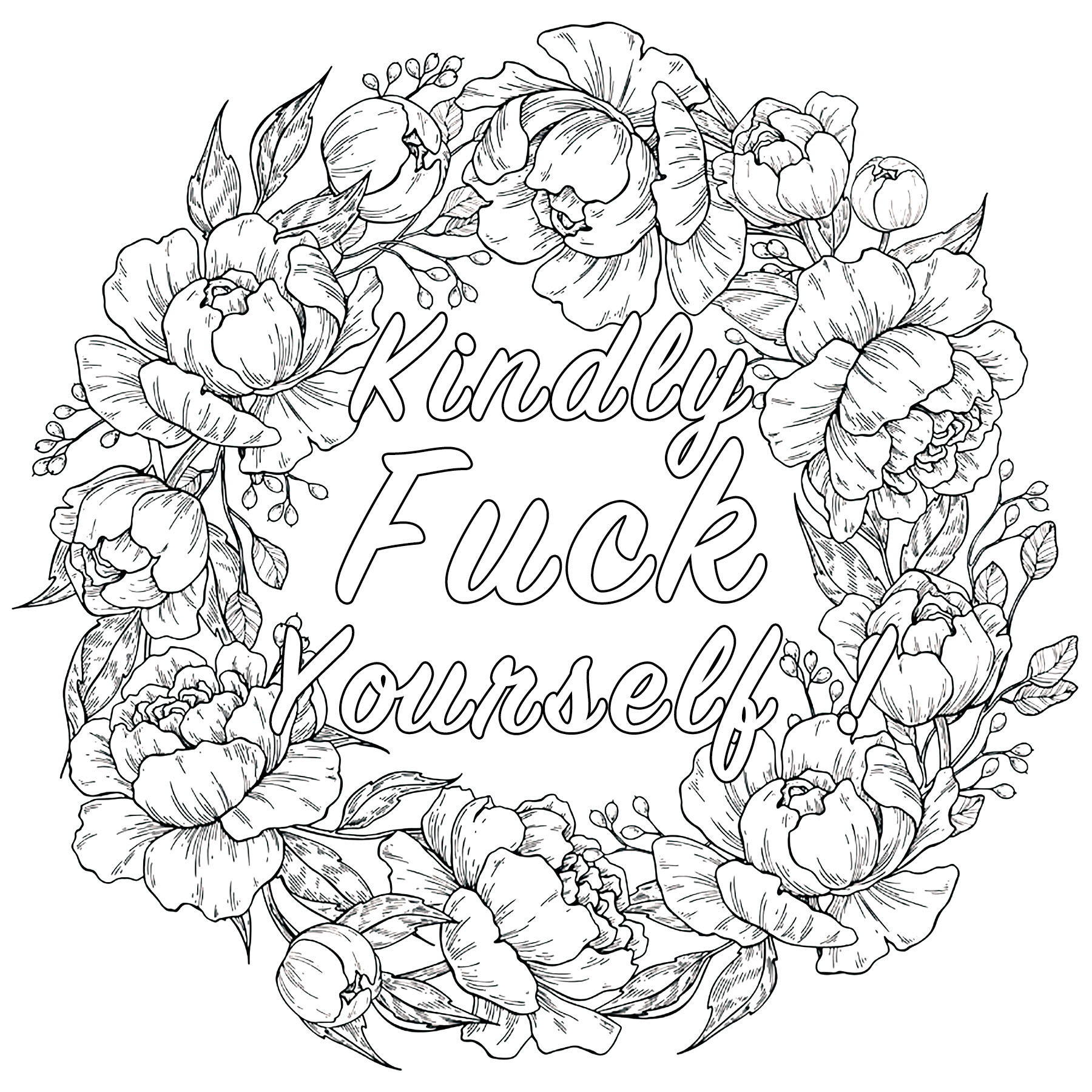 Kindly fuck yourself swear word coloring page