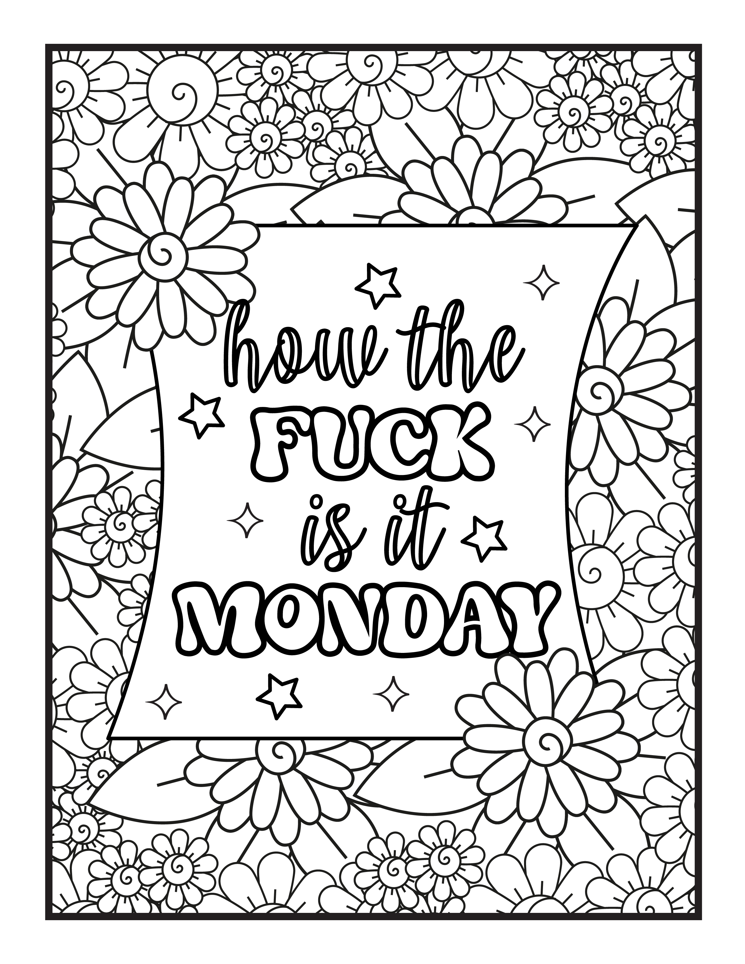 Relax and unwind with our swear words coloring pages
