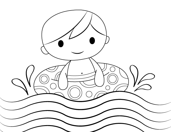 Printable swimming boy coloring page