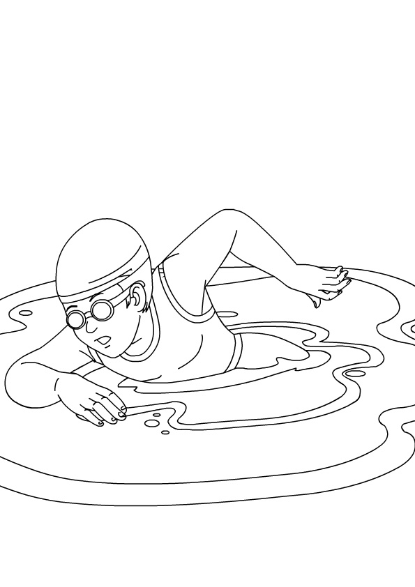 Coloring pages kids swimming coloring page