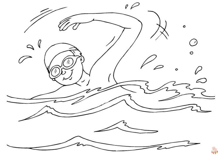 Dive into fun swimming coloring pages for kids adults