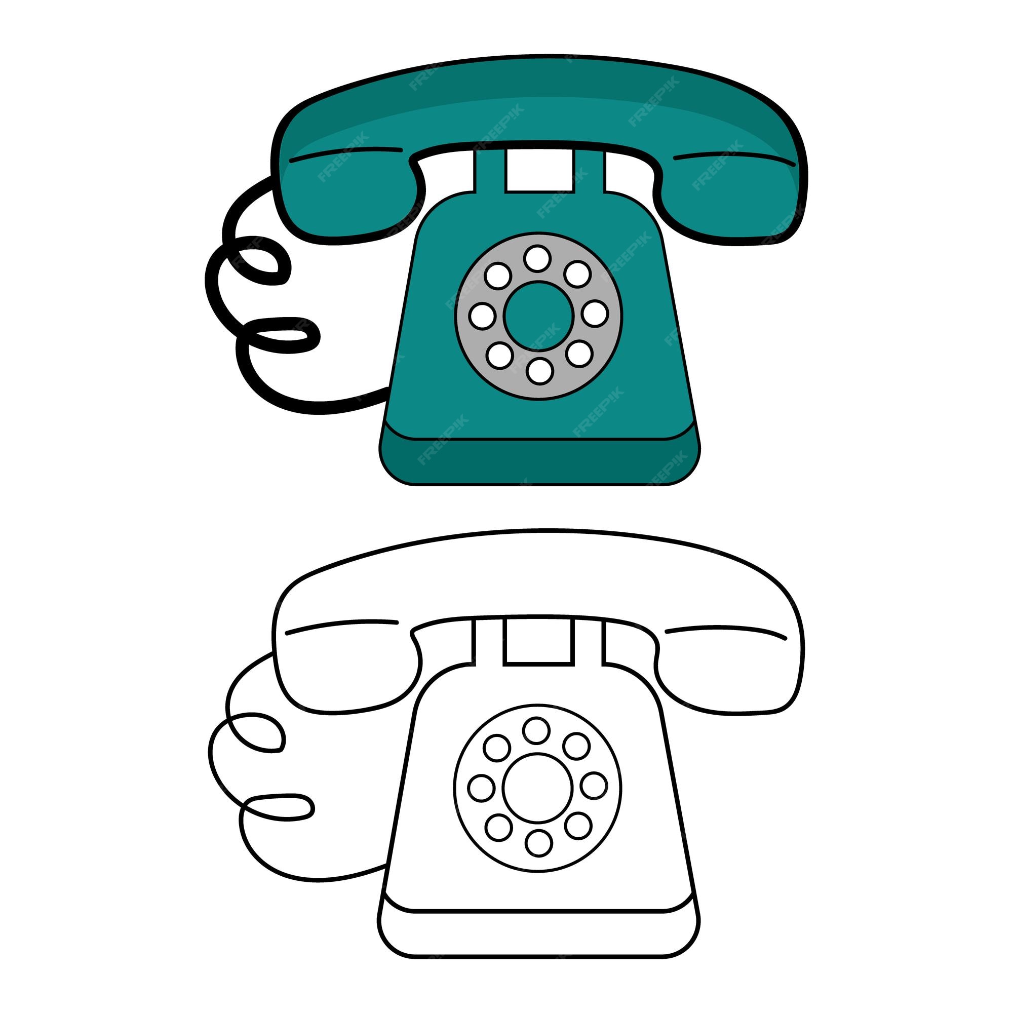 Premium vector retro telephone old model telephone coloring pages with outline