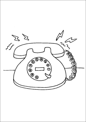 Rotary telephone ringing coloring page