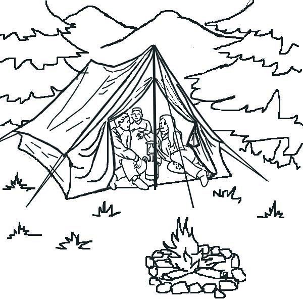 Tent in forest coloring page camping coloring pages coloring pages free coloring pages