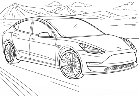 Tesla model coloring page free printable coloring pages