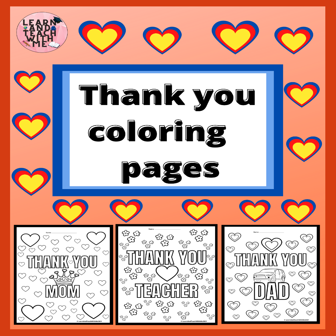 Parents and teachers appreciation thank you coloring pages made by teachers