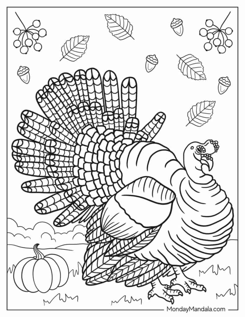 Turkey coloring pages free pdf printables