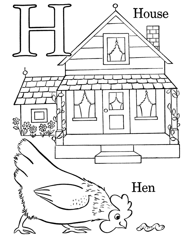 Alphabet coloring pages letter h