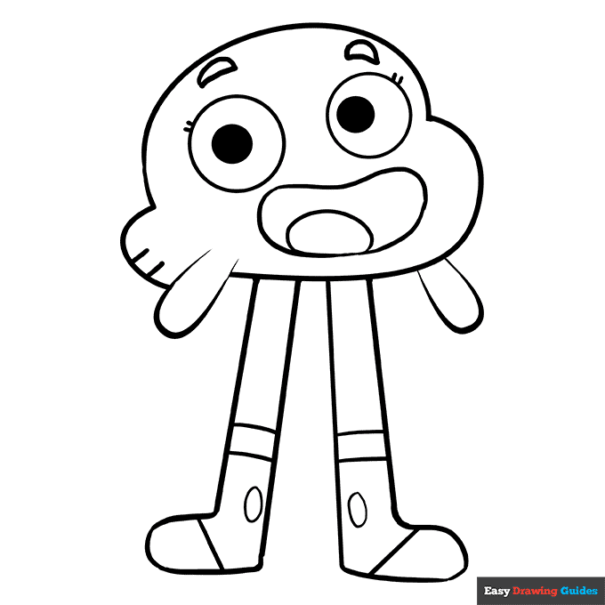 Darwin watterson from the amazing world of gumball coloring page easy drawing guides