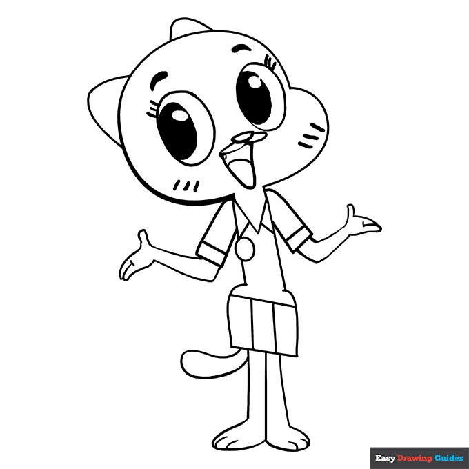 Nicole watterson from the amazing world of gumball coloring page easy drawing guides