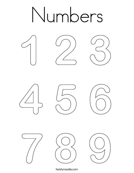 Numbers coloring page