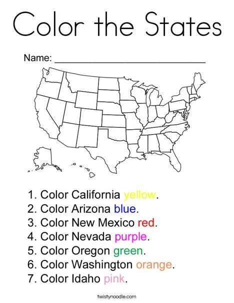 Color the states coloring page social studies worksheets learning states homeschool social studies