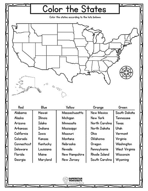 Usa map worksheets