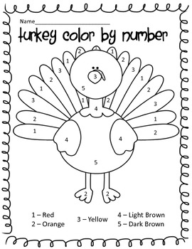 Free turkey color by number by happy to be in k