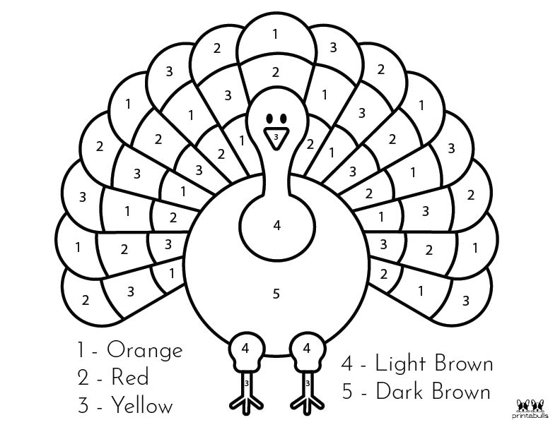 Thanksgiving color by number printables