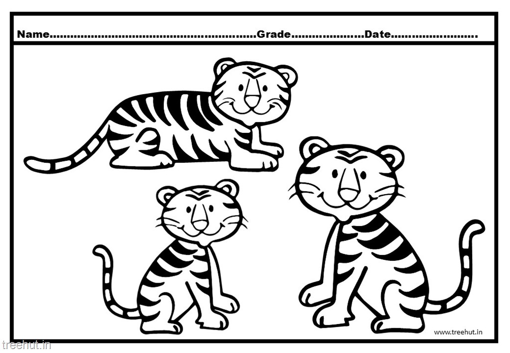 Tiger and cub colorg pages for kids